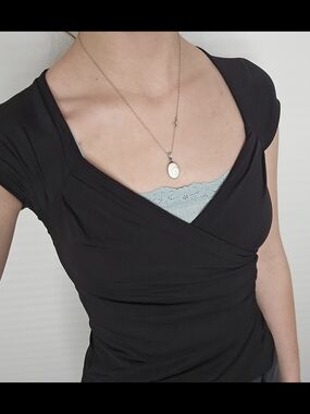 Black Women's Wrap-Front Top with Cap Sleeves